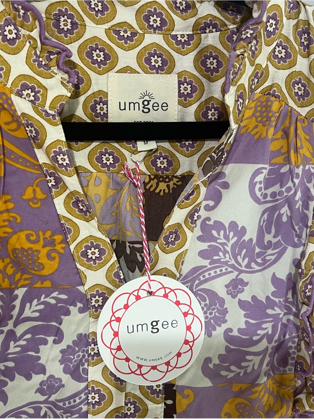Umgee Patchwork Floral Maxi Dress in Purple, Mustard & Brown nwt M - Picture 3 of 9